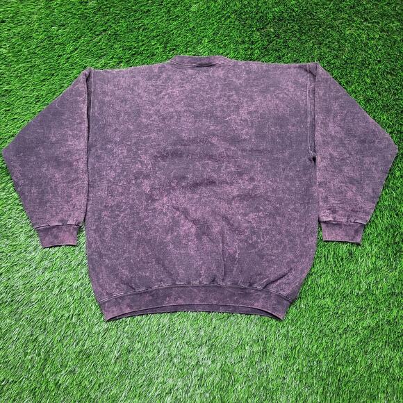 Vintage 90s Hanes USA Made Acid Wash Sweatshirt Womens XL Cinched Waist Slouchy - Picture 3 of 10